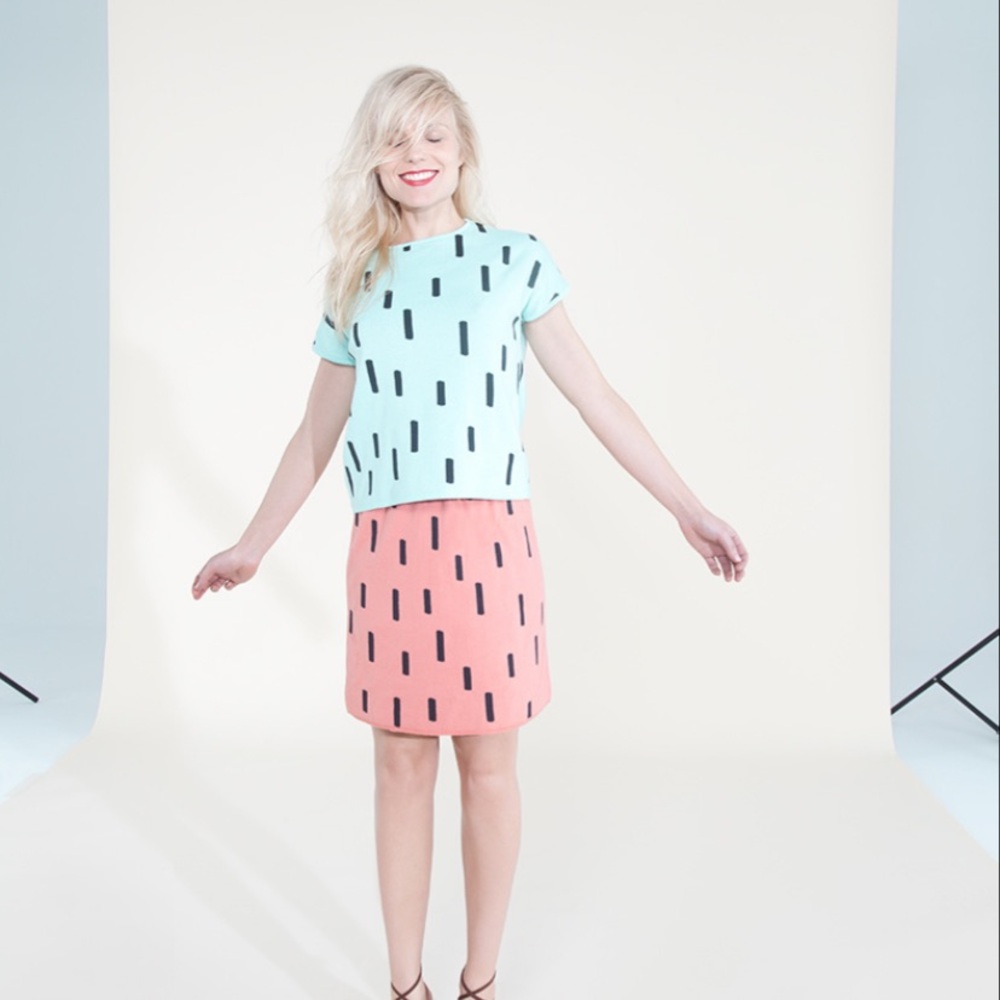 Geometric woven short sleeve top from indie designer Royal Cabbalito